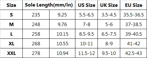 S X L XL XXL shoes size chart of Lumos Blue Foldable Ballet Flats