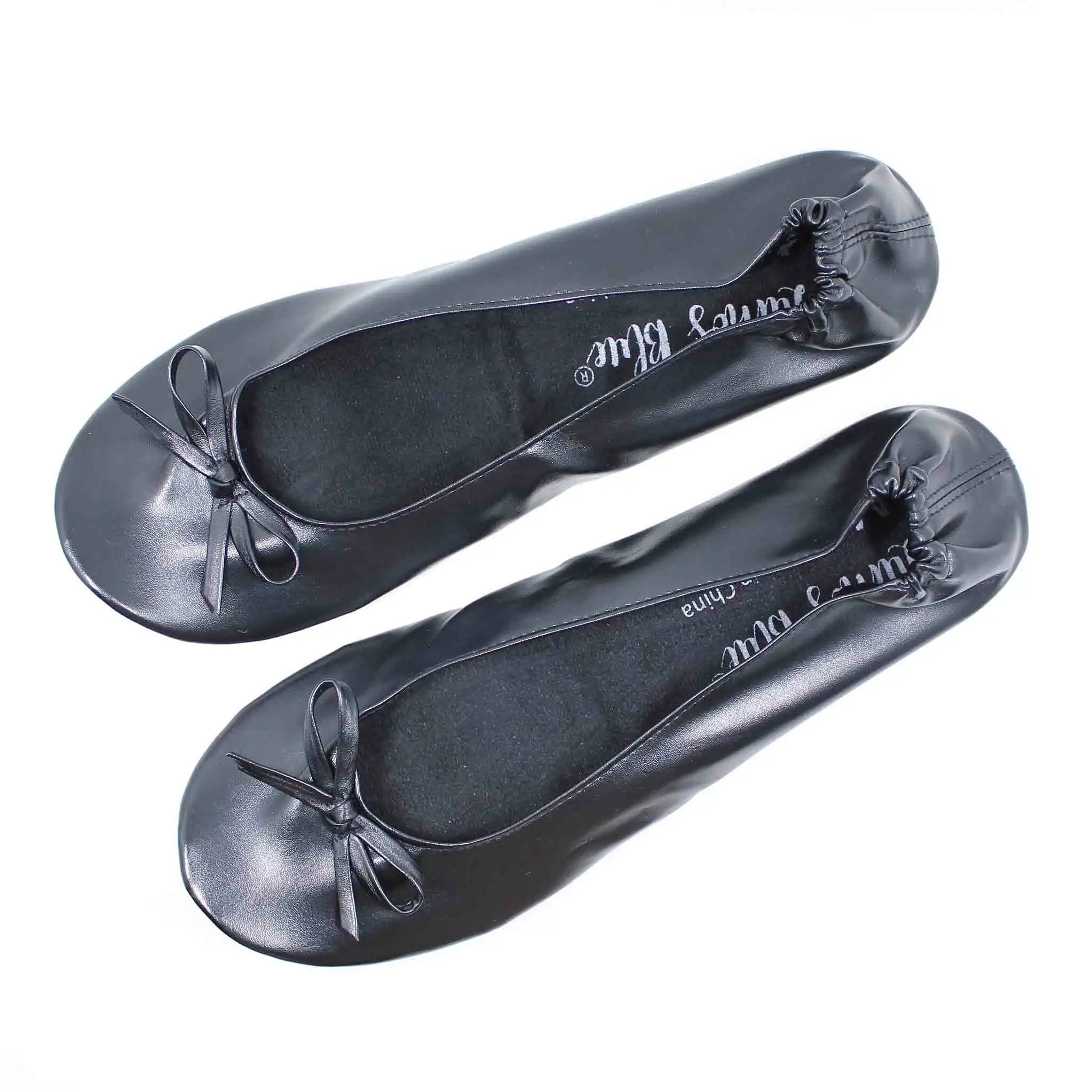 Foldable Dressy Black Flats for Wedding by Lumos Blue Black Ballet Flats
