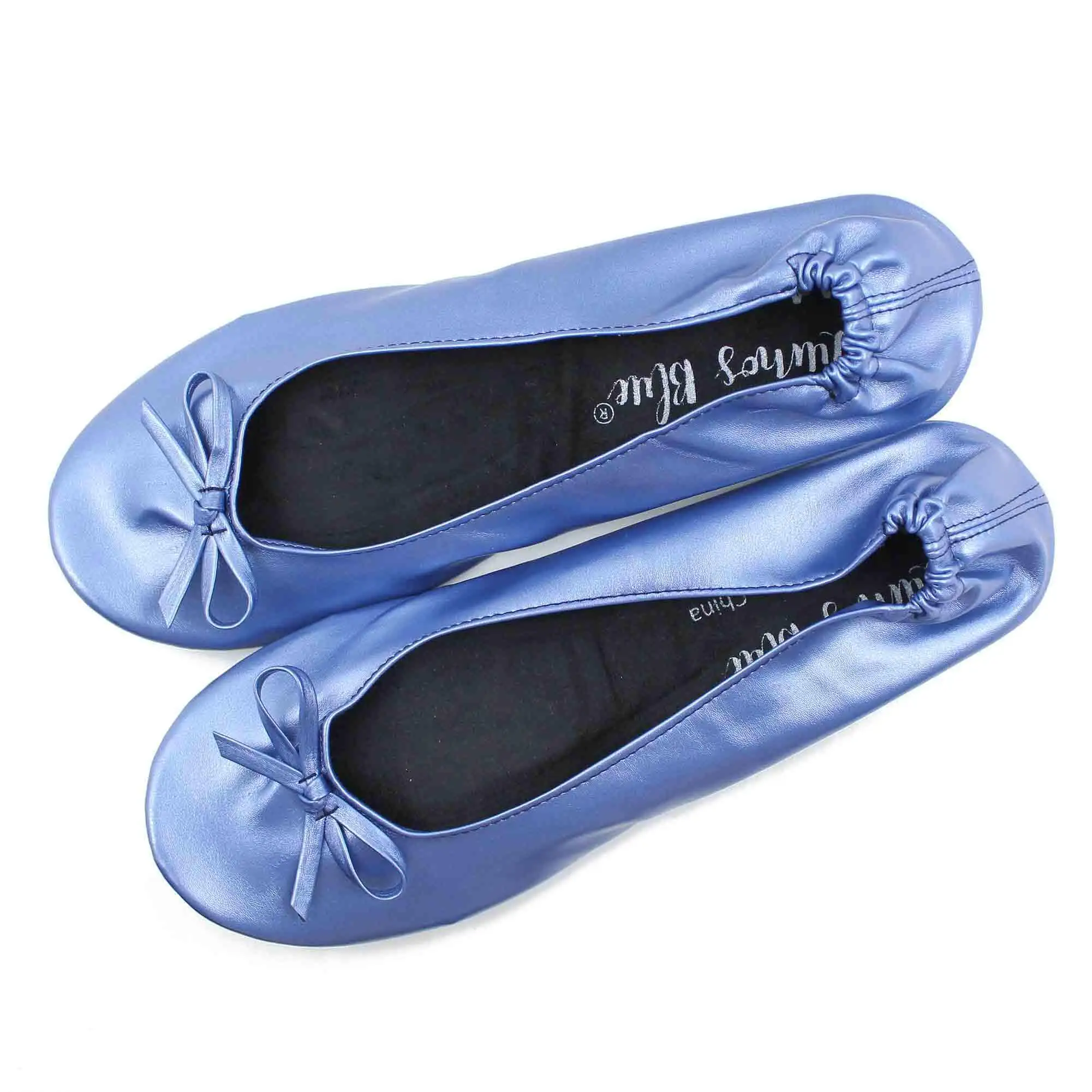 Pearl-Blue folding ballet flats-Lumos Blue
