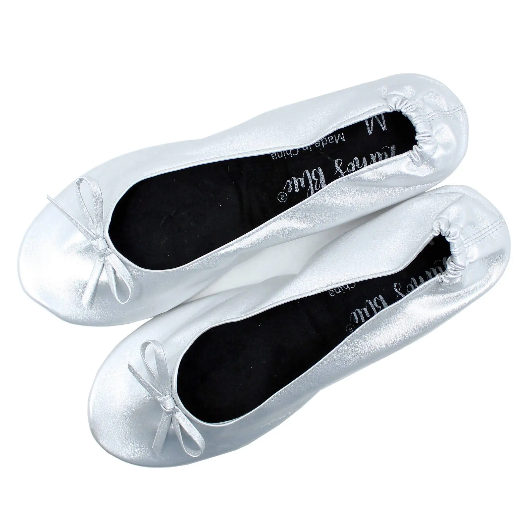 24-Pair Silver Foldable Flats for Wedding Guests by Lumos Blue Silver ballet flats