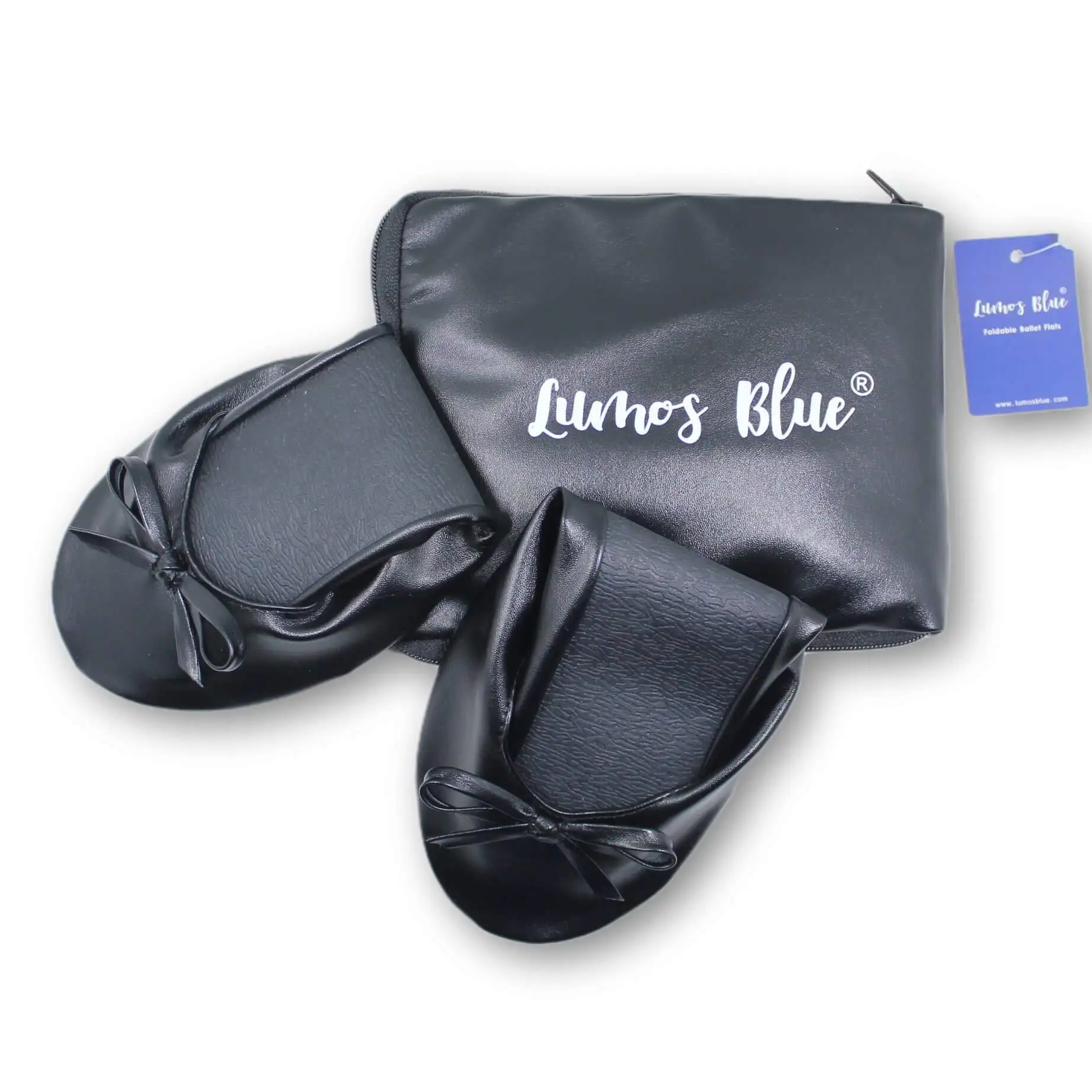 Black Foldable Shoes with Bag for Wedding(Size 5.5-12) Foldable Flats Shoes with Tote