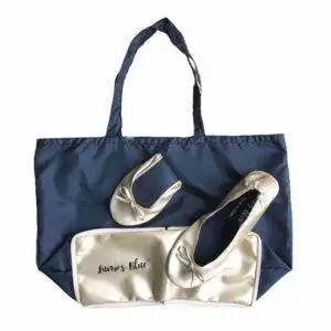 champagne gold foldable ballet flats with tote bag-1 Flats Foldable-Champagne Gold
