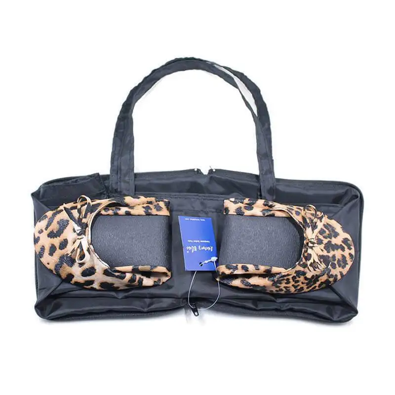 Leopard Foldable Slippers with expandable Tote Bag
