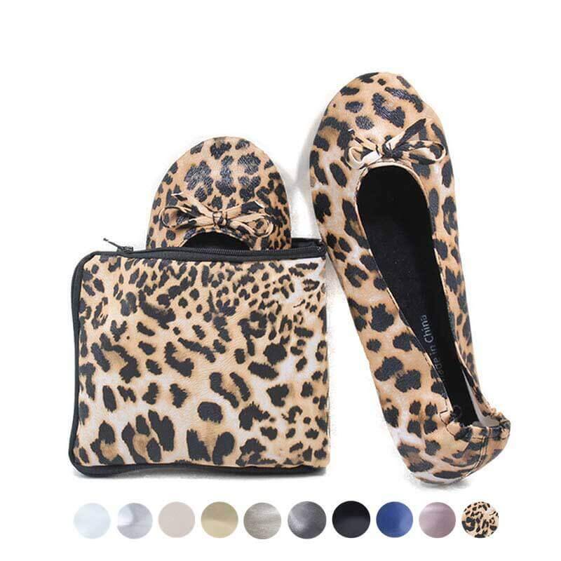 Convenient Foldable Flats Shoes with Expandable Tote Bag for Carrying Heels-Black(Size 5.5-12)