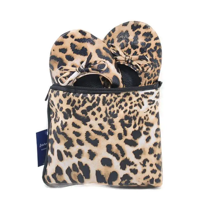 women's foldable flats leopard print