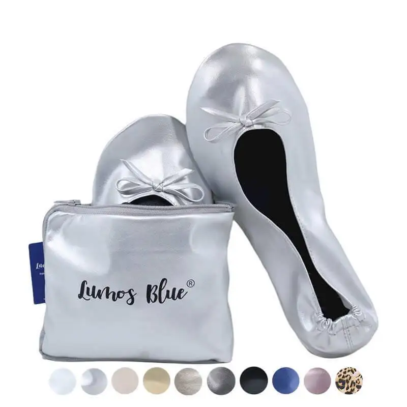 Foldable Silver Ballet Flats for Wedding