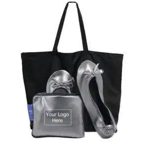 Custom Grey Folding Ballerina Flats Shoes for Wedding