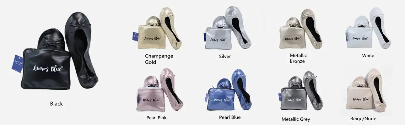 Foldable ballet flats with tote pouch-BULK SALE-LUMOS BLUE-9 COLORS