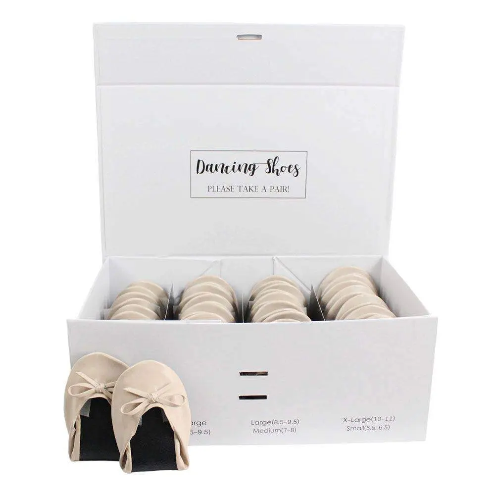 24 Pairs of Nude Folding Flats for Wedding Guests by Lumos Blue beige nude flats bulk in disaply box-24 pairs