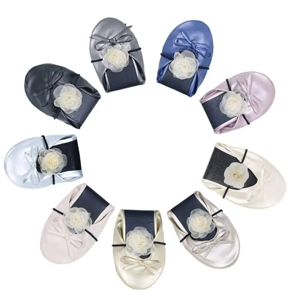 Foldable Flats with Organza Camellia Wrist Corsages