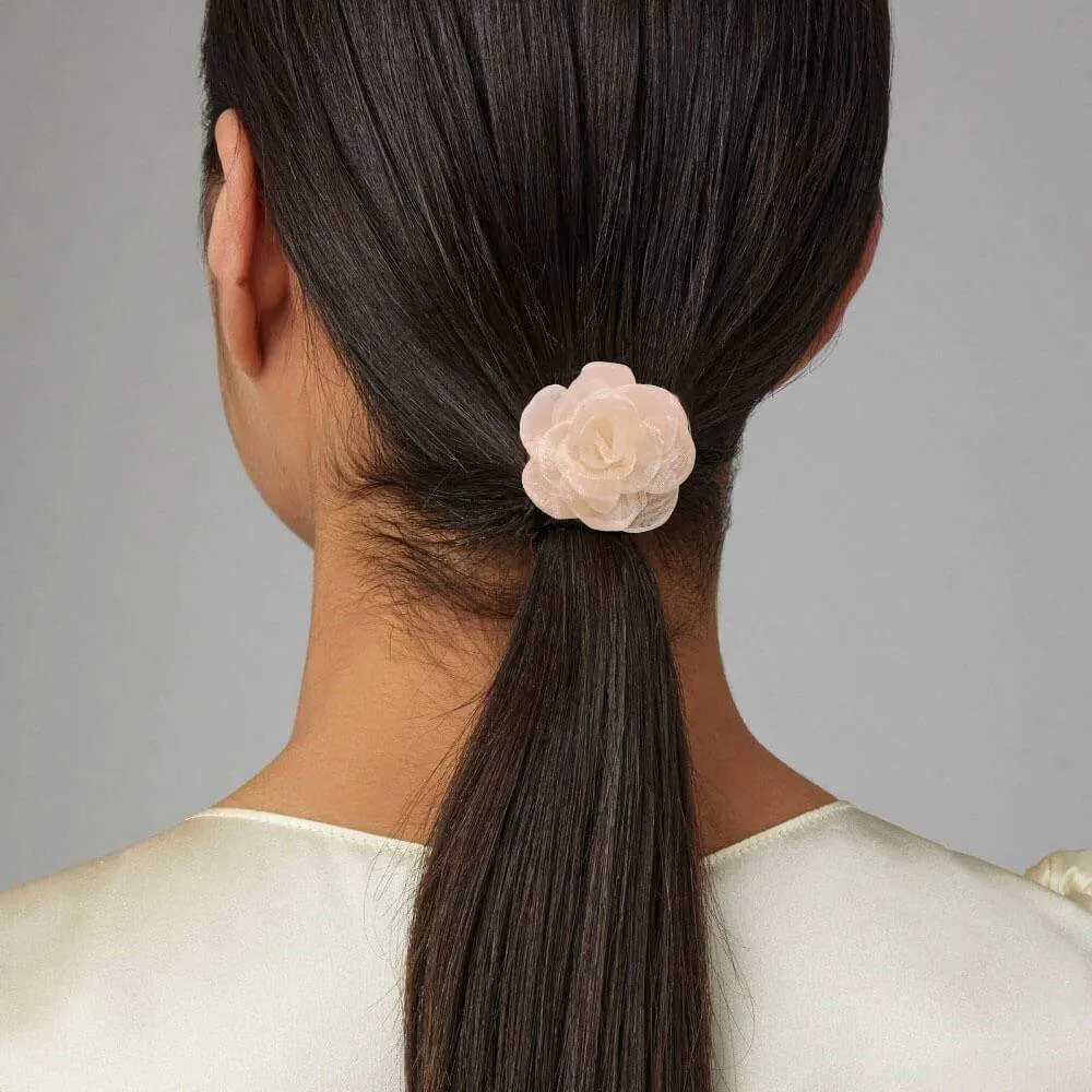 24 Pairs of Pink Bulk Foldable Ballet Flats for Wedding Guests by Lumos Blue Organza Camellia Hair Tie