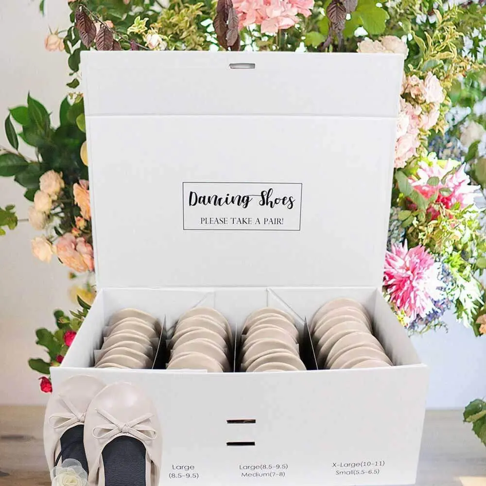 24 Pairs of Nude Folding Flats for Wedding Guests by Lumos Blue Nude Flats for Wedding