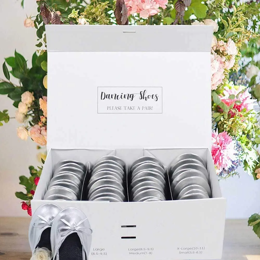 Silver Flat Shoes for Wedding Guests 24 Pairs