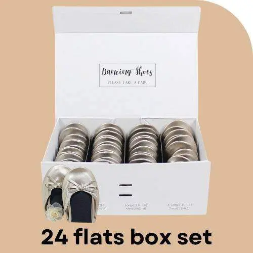 24 pairs of champagne gold flats for wedding guests box set