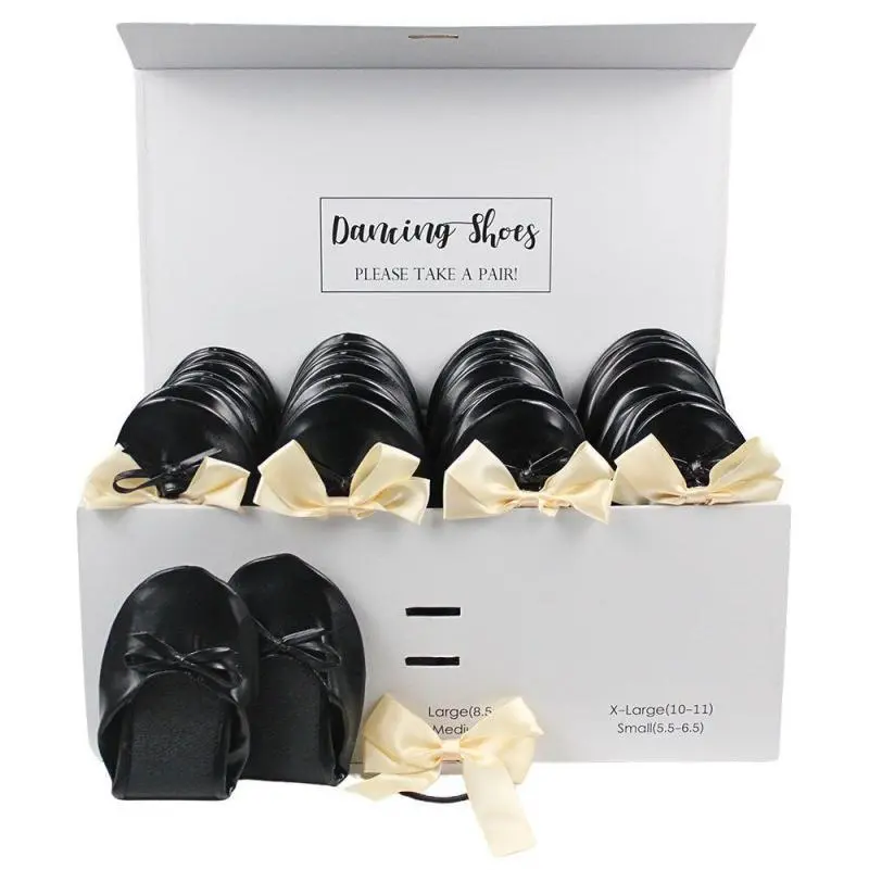 24 black ballet flats with beige bows box set-3