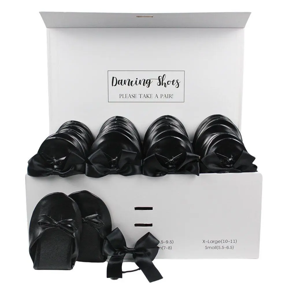 24 Pairs of Black Ballet Flats for Wedding Guests by Lumos Blue
