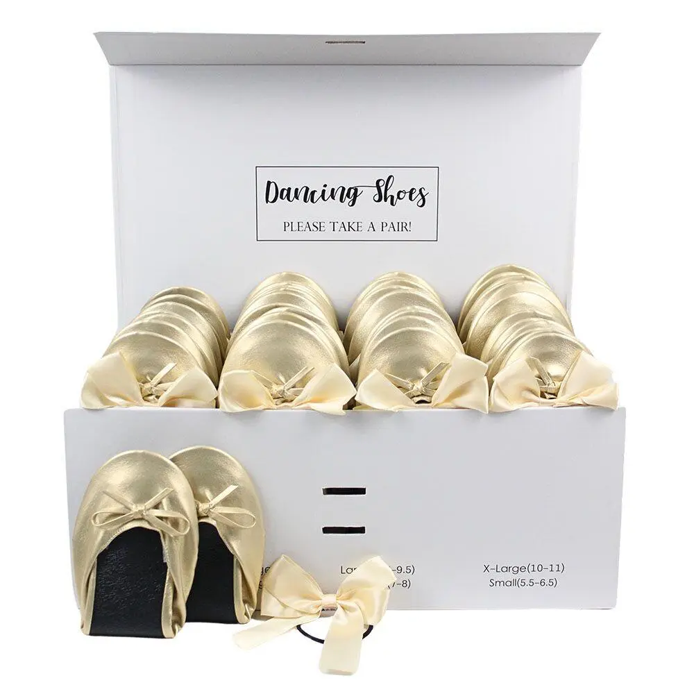 24 pairs of gold ballet flats for women