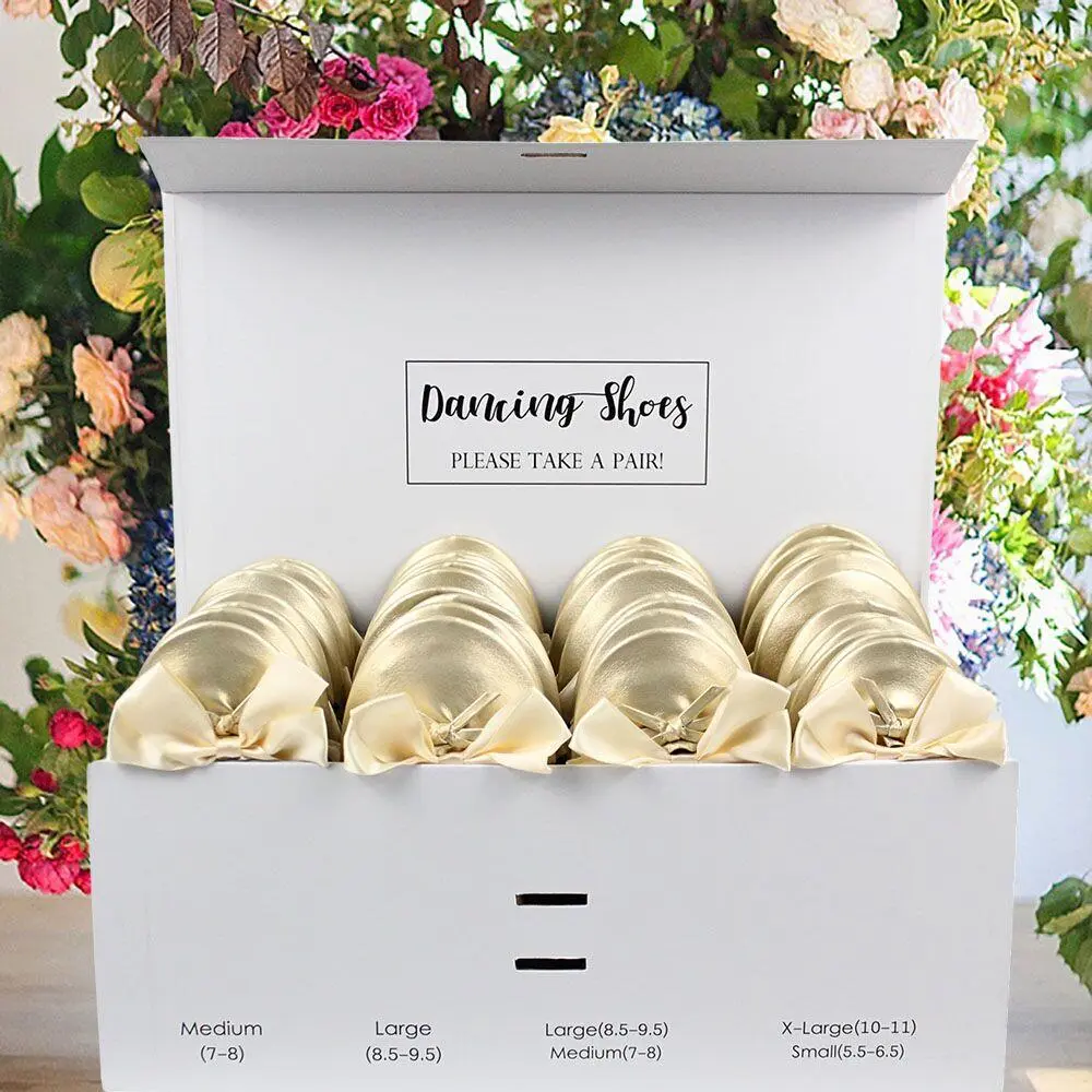 24 pairs of champagne gold wedding guest ballet flats