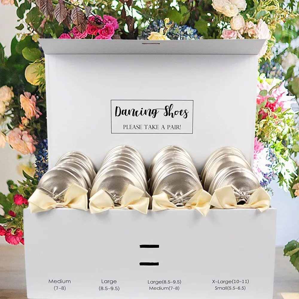 24-Pair Metallic Bronze Foldable Flats for Wedding Guests by Lumos Blue Folding Ballerina Shoes 24 Pairs Metallic Bronze