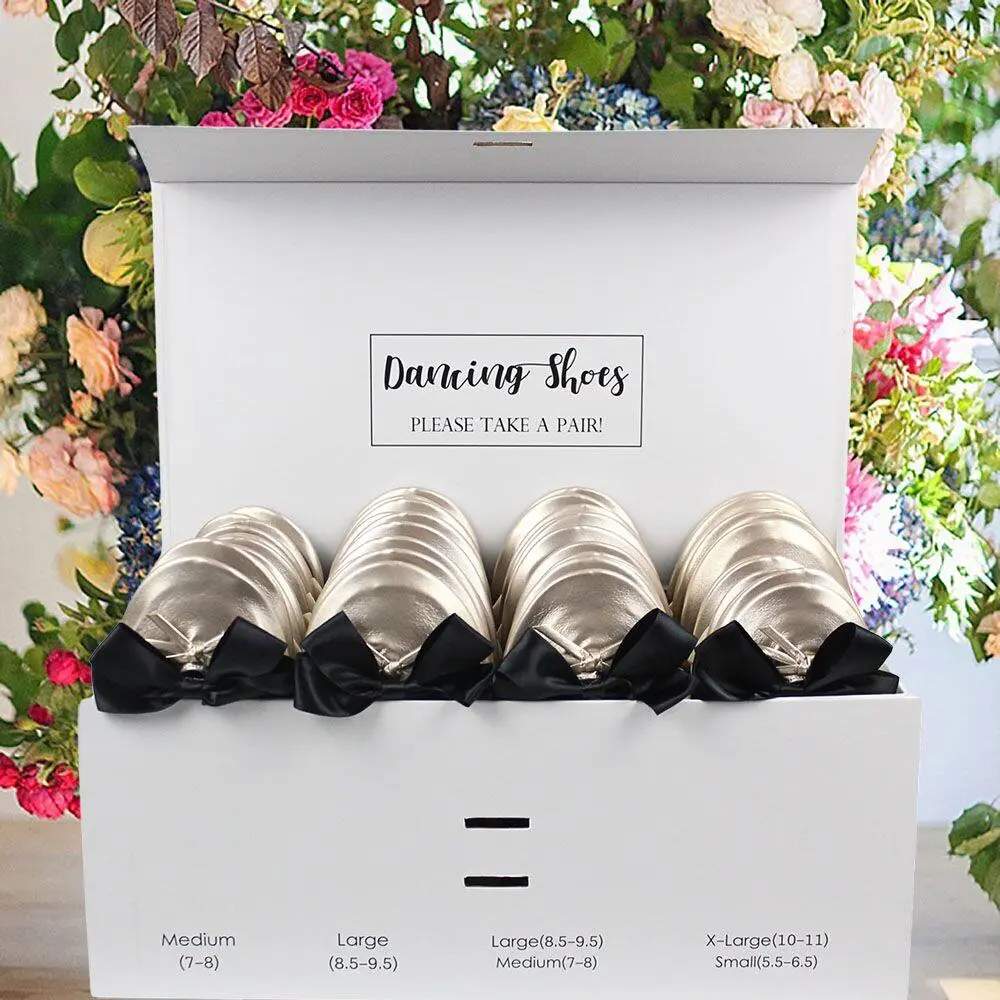 24-Pair Roll Up Ballet Flats Wedding Favors Bronze by Lumos Blue