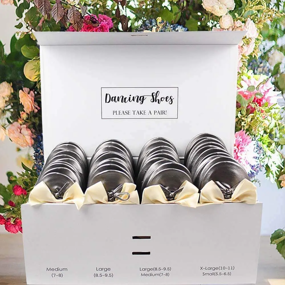 24-Pair Grey Foldable Flats for Wedding Guests by Lumos Blue 24 Pairs of Grey Wedding Guest Shoes by Lumos Blue