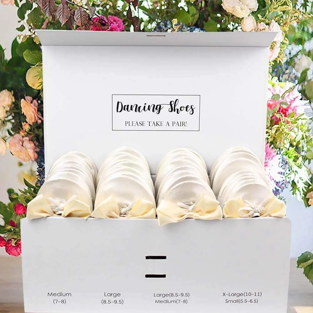 24 Pairs Box of Ivory Flat Shoes for Weddings