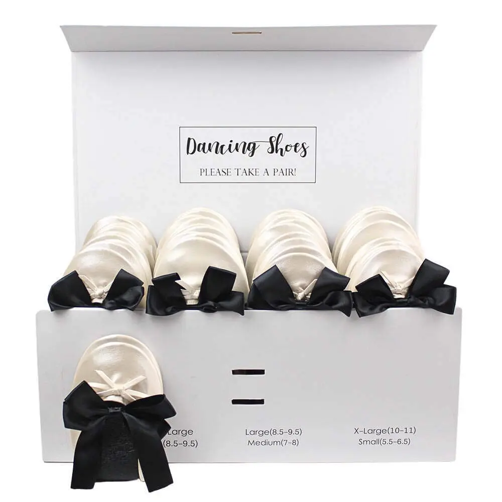 wedding flats for guests ivory 24 pairs box set by Lumos Blue