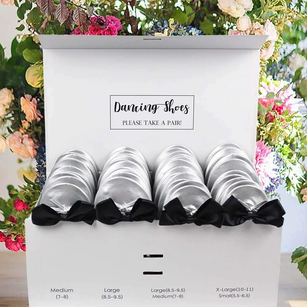 Flat Ballet Shoes for Wedding 24 Pairs-Silver