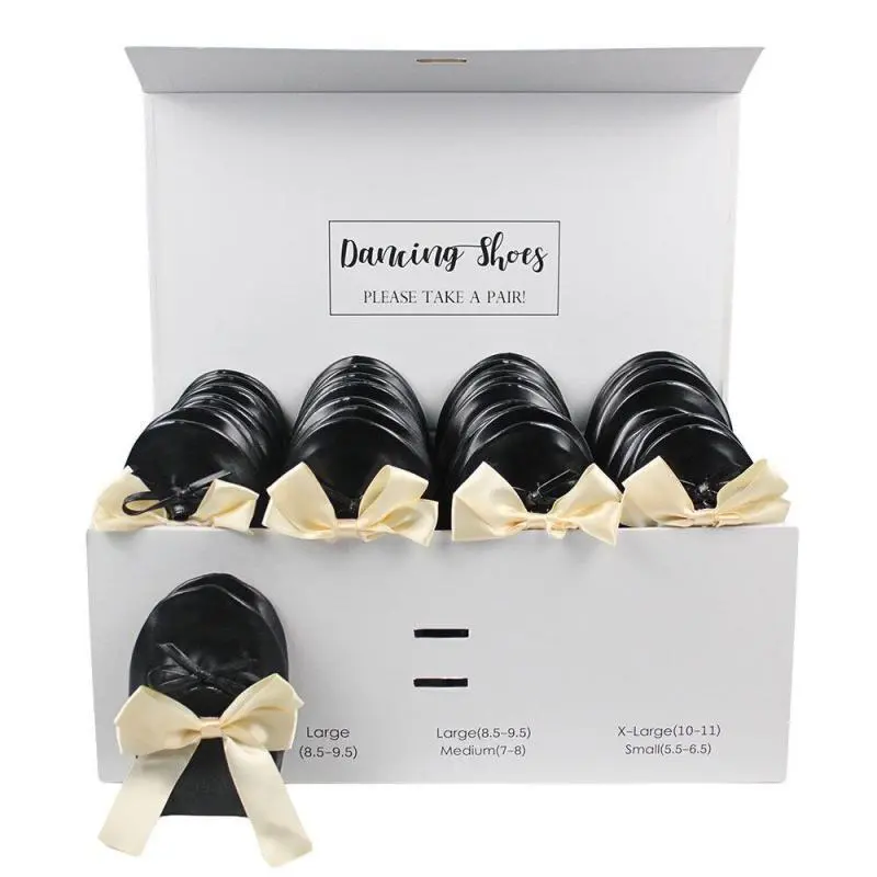 24 black ballet flats with beige bows box set by Lumos Blue