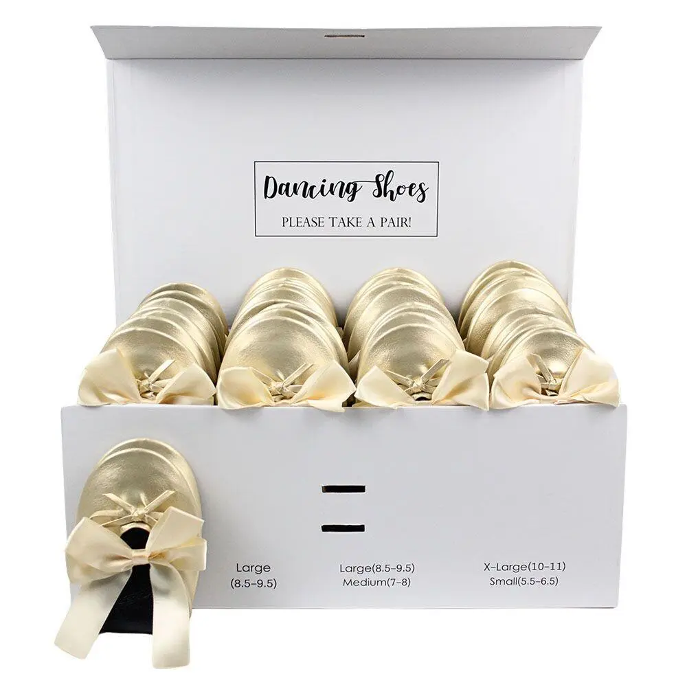 24 Pairs of Nude Folding Flats for Wedding Guests by Lumos Blue 24 pairs of gold rescue flats box set by lumos blue
