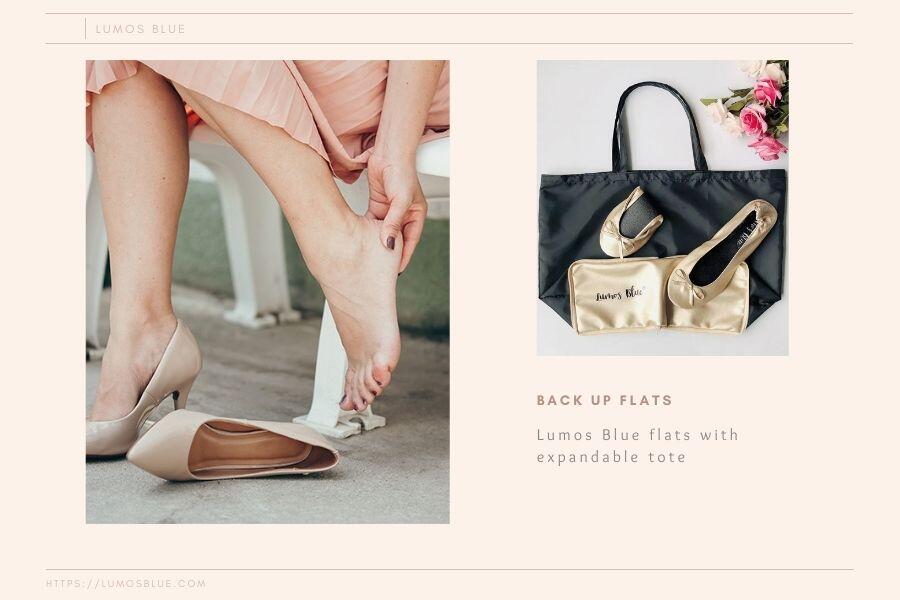 foldable flats shoes with tote bag by Lumos Blue