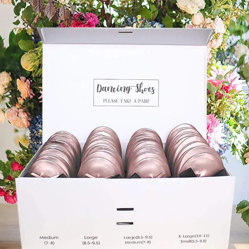 24 pairs of pink foldable ballet flats box set by Lumos Blue-black bow tie